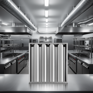 Filtro para Campana de Cocina Comercial, Acero Inoxidable 430, 19.5W X 19.5H Pulgadas, 4 Ranuras, Acabado Mate Cepillado, Orificios de Montaje Integrados - Product Image 2