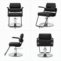 Fauteuil de Barbier Classique Moderne en Gros, Pivotant, en Cuir PU avec Base et Accoudoirs Chromés pour Salon de Coiffure – Approvisionnement Direct