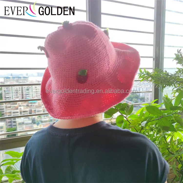 New Fashion Crochet Wool Hat For Women Color Matching Knitted Flower Bucket Hat For Summer Outdoor Fisherman Hat Beach Cap
