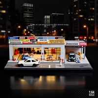 Collection Atelier Automobile SCJ 1:64 en Acrylique Premium - Atelier de Tuning Japonais de Luxe Réaliste avec Plusieurs Véhicules pour Étagères et Bureaux