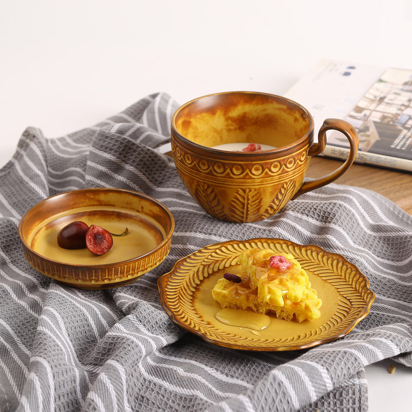 breakfast cup +saucer + fruit plate 480ml