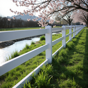 Barato irrompible PVC Flex Rail Horse <span class=keywords><strong>Fence</strong></span> 4 ft X 8 ft 3-Rail Valla de vinilo fácil de montar para uso en Rancho Presión Naturaleza - Product Image 5