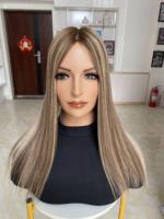 Topper de perruque juive à nœuds invisibles pour femme, base en soie 9x9, cheveux humains, avec clips, sans colle, pour la perte de cheveux