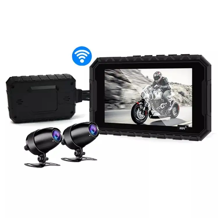 Видеорегистратор для мотоцикла, HD 1080P, с двумя объективами, GPS, Wi-Fi