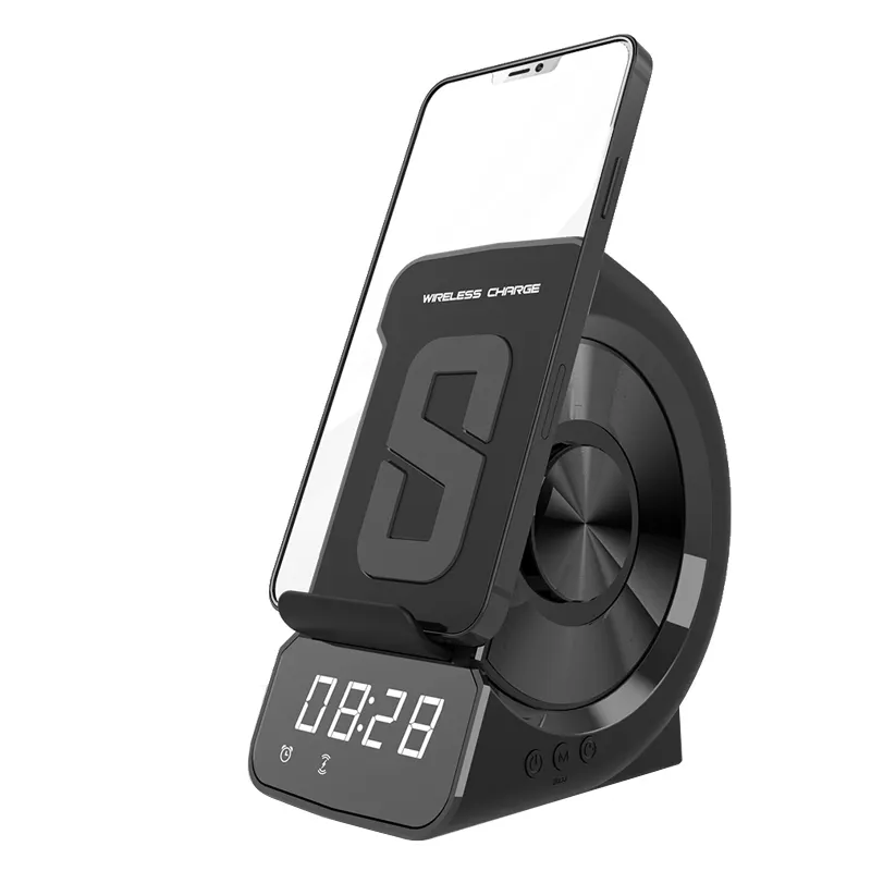 6 in 1 BT AUX speaker Phone handsfree FM radio wireless charging alarm clock radio