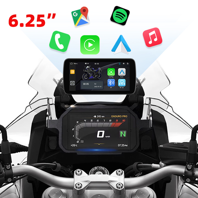 EKIY 6.25 Inch Motorcycle Carplay MOTO Navigation Waterproof Carplay Display Screen Portable Android Auto Motorcycle GPS