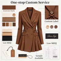 Robe Blazer Femme Personnalisée OEM ODM, Usine de Vêtements de Guangzhou, Marque Privée, Robes Formelles de Bureau pour Femmes, Faible MOQ
