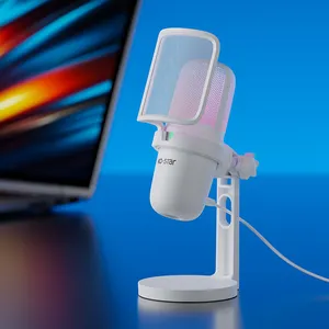 Microfone profissional de mesa USB condensador RGB Microfone para jogos Equipamento de estúdio de gravação de Karaokê