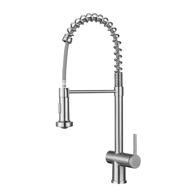 New Style cUPC Brass Chrome Finish Stainless Steel Pull-out Spray Head Kitchen Faucet Mixer