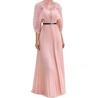 Robe longue plissée élégante pour femme, nouvelle collection été, grande taille, décontractée, pour soirée, en mousseline de couleur unie, durable