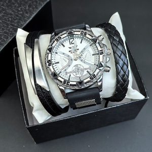 Reloj <span class=keywords><strong>de</strong></span> pulsera <span class=keywords><strong>para</strong></span> hombre con 2 pulseras <span class=keywords><strong>de</strong></span> moda adecuadas <span class=keywords><strong>para</strong></span> <span class=keywords><strong>hombres</strong></span> <span class=keywords><strong>jóvenes</strong></span> conjunto <span class=keywords><strong>de</strong></span> regalo <span class=keywords><strong>de</strong></span> <span class=keywords><strong>cumpleaños</strong></span> correa <span class=keywords><strong>de</strong></span> silicona <span class=keywords><strong>de</strong></span> moda - Product Image 2