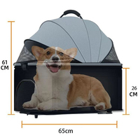 Poussette 3-en-1 pour animaux de compagnie, porte-animaux détachable, pliable, chariot pour chat et chien, roues pivotantes à 360°, tissu respirant et imperméable, transport