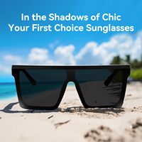 Lunettes de soleil carrées surdimensionnées pour femmes hommes Trendy Fashion Flat Top Big Black Frame Shades Black Clothing, Shoes & Jewelry