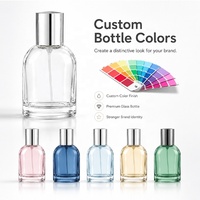 Flacon de parfum rond à fond épais transparent de luxe 30 ml 50 ml, flacons en verre pour cosmétiques et parfums avec bouchons personnalisés