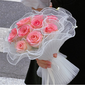 Hot bán DIY Bouquet bao bì frilly thiết kế với ngọc trai Gạc không thấm nước cố định lưới làm từ giấy đặc sản - Product Image 4