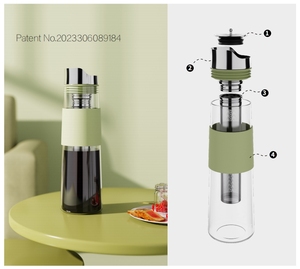 Infuseur à café et thé en verre de 1000ml personnalisé avec couvercle en acier inoxydable | étanche et résistant à la chaleur - Product Image 1