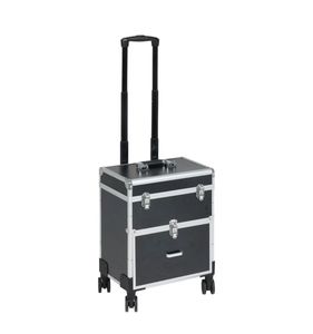 Valise de maquillage professionnelle multi-couches grande capacité en ABS et alliage d'aluminium avec roulettes universelles - Product Image 3