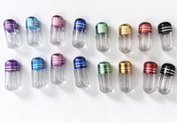 Mini flacons en plastique en forme de capsule, vides, pour cosmétiques, poudre lyophilisée, contenants de stockage pour dents de bébé, avec bouchons électroplaqués colorés