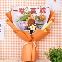 Personnalisation de texte Cadeau de vacances pour petites amies Professeur Tricoté au crochet Tissé à la main Bouquet de fleurs artificielles