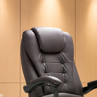 Fauteuil de bureau exécutif à dossier haut en cuir PU marron, pivotant et inclinable, avec repose-pieds