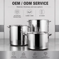 Seau à soupe commercial en acier inoxydable OEM avec double poignée et couvercle, grande capacité, pour stockage d'eau et cuisson