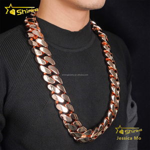 Custom Made 35mm Rose Gold Plated Brass Big Size Heavy Rapper Jewelry <strong>Iced</strong> <strong>Out</strong> Hip Hop Miami <strong>Cuban</strong> <strong>Link</strong> <strong>Chain</strong> Man Plain <strong>Chain</strong> - Product Image 6