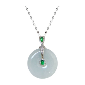 Chaîne de cou en jade birman naturel poli à la main, de qualité supérieure, en forme de donut, pour femmes, idéale pour les banquets et le quotidien, bijou luxueux - Product Image 2