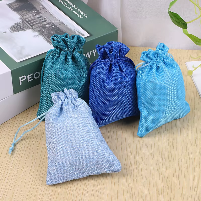 Hot Sale Eco Friendly Hessian Hemp Coffee Bag Gift Jewelry Packing Pouch Jute Drawstring Bag With Custom Printed Logo