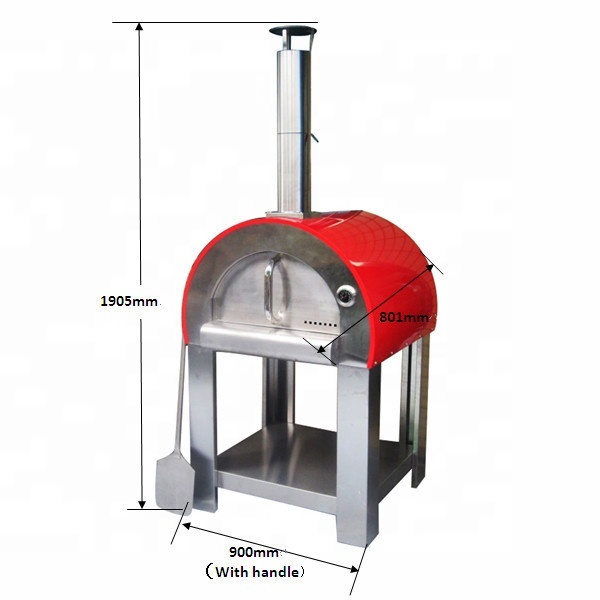 Large Stainless Steel & Metal Outdoor Wood Fired Pizza Oven with Thermometer KU-006E Garden Backyard Party Pizza Meat BBQ Grills