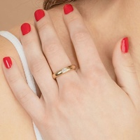 Gemnel Messing Feiner Schmuck 18k Vergoldeter Ovaler CZ Breiter Bandring für Hochzeiten