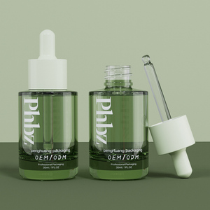 زجاجة فاخرة بقطارة سعة 30 مل، عبوة مخصصة للعناية بالبشرة، زجاجة زيت الجسم، عبوة سيروم من الزجاج المصنفر مع زر ضغط ومطاط - Product Image 6