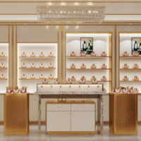 Vitrine de présentation de parfums sur mesure Sundo, étagère murale en verre avec éclairage LED, comptoir îlot, fabricant d'agencements pour magasins de parfums.