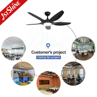 Ventilador de Techo 1stshine de 48 Pulgadas con 5 Aspas, 6 Velocidades, Ecológico, Control Inteligente por Aplicación, con Luz LED, Color Negro, Gran Venta
