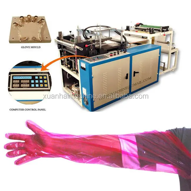 Machine à gants pour veste médicale, pour faire des gants à bras longs, 50-80 pièces/min, XUANHAI, 1000mm, moteur ZHE 1,5 kw, 300mm, CN