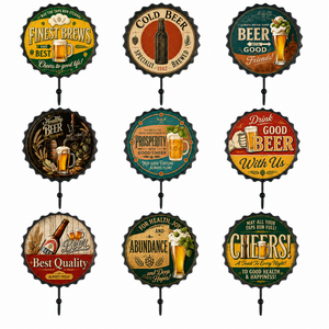 Support mural décoratif en métal personnalisé, imprimé bière vintage, robuste, pour capsules de bière, idéal pour bar à domicile ou '<span class=keywords><strong>man</strong></span> cave' - Product Image 1