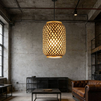 Lámpara Colgante de Bambú Tejida a Mano, Estilo Oriental, para Restaurante, Salón de Té, Decoración de Villa