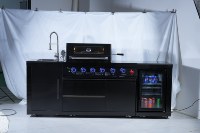 Cuisine mobile professionnelle, fabrication directe en usine, barbecue extérieur robuste à 4 brûleurs, noir, SUS304, cuisine extérieure avec réfrigérateur