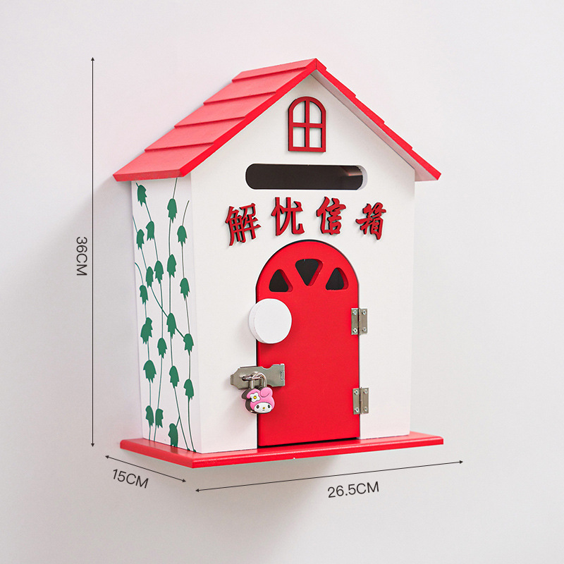 Older model large red mailbox with lock