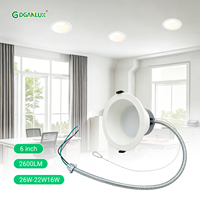 Downlight LED Comercial 5CCT Regulable de 6 Pulgadas 26W 22W 16W IP54, Foco LED Empotrable para Techo