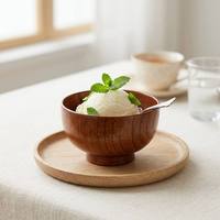Bol à salade en bois de jujube naturel, bol rond pour soupe, céréales, salade et collations, bol de service en bois de haute qualité