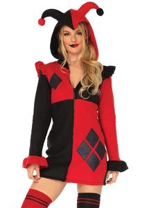 Vendita calda <span class=keywords><strong>Harley</strong></span> <span class=keywords><strong>Quinn</strong></span> Cosplay rosso nero bianco vestito Sexy pagliaccio costumi di Halloween per le donne - Product Image 2