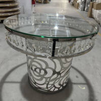 Vente en gros Table de salle à manger ronde à structure métallique dorée Table de luxe en acier inoxydable pour événement et banquet pour mariage