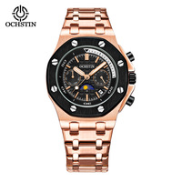 Montre mécanique automatique pour homme, chronographe multifonctionnel, étanche, boîtier en acier inoxydable, aiguilles, bracelet en silicone de luxe