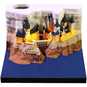 <span class=keywords><strong>Calendario</strong></span> de Castillo Mágico 3D de búsqueda de carreteras con luz Led 2026, Bloc de notas artesanal de papel, <span class=keywords><strong>calendario</strong></span> de escritorio creativo, arte de tallado de papel Diy - Product Image 1