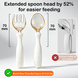 Juego de Cuchara y Tenedor de Silicona para Bebés, Ajustables y Flexibles, de PPSU, para la Alimentación de Niños Pequeños - Product Image 4
