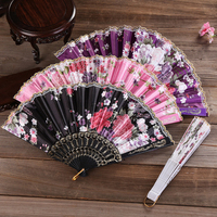 Éventail pliant en soie vintage, éventail pliant rétro chinois japonais en bambou, éventail à franges pour la danse, décoration d'intérieur, ornement artisanal, cadeau