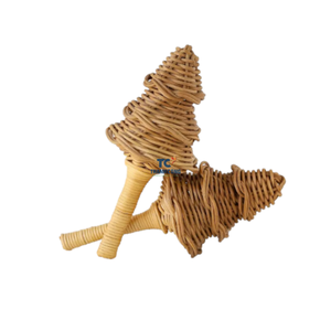 Mini árbol de Navidad de ratán de estilo elegante, pinos y flores colgantes de Navidad para decoraciones de festivales - Product Image 1