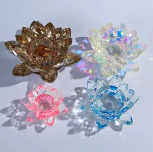 Colored Crystal Lotus Candle Tealight Holder MH-Z0271