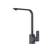 Keran Dapur Mixer Hitam Matte Pegangan Tunggal Model Persegi dengan Corong Tinggi SUS304 Baja Tahan Karat untuk Rumah dan Hotel