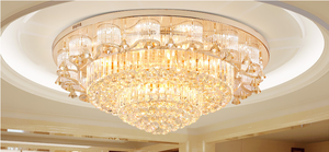 Candelabro redondo de lujo con nuevo diseño, lámpara de techo K9 de cristal LED dorado, luces colgantes con base de Metal IP44 para Hotel y sala de estar - Product Image 6